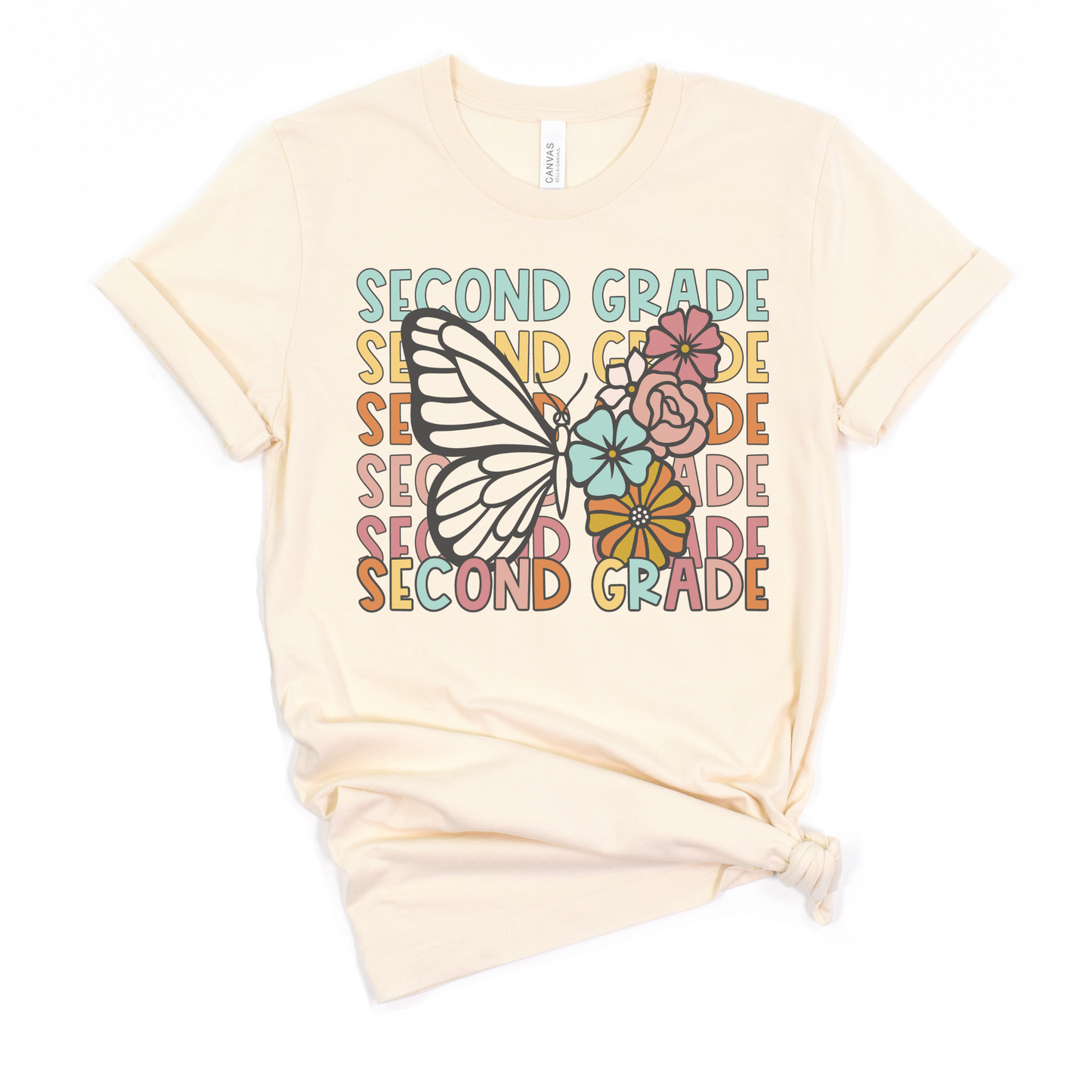 Butterfly Repeat Second Grade Shirt