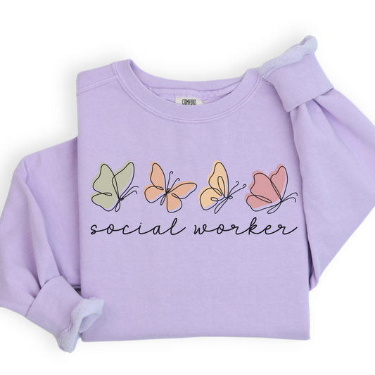 Comfort Colors® Butterflies Social Worker Sweatshirt