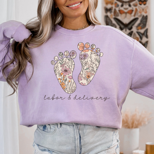 Comfort Colors® Floral Labor and Delivery Sweatshirt