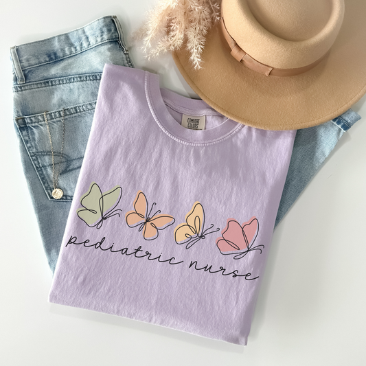 Comfort Colors® Butterflies Pediatric Nurse Shirt