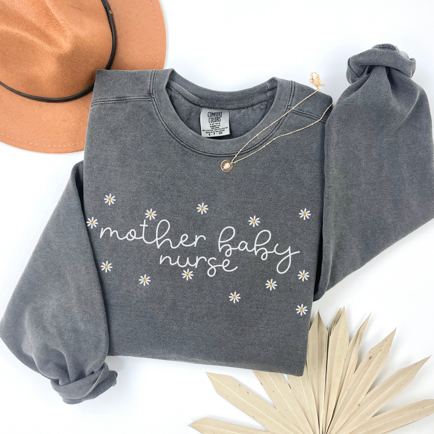 Comfort Colors® Daisies Mother Baby Nurse Sweatshirt