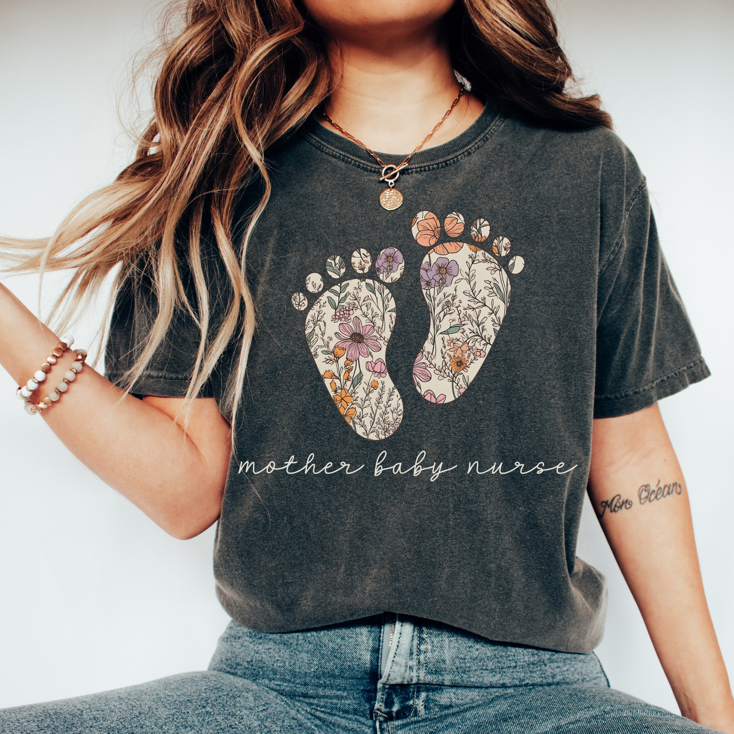 Comfort Colors® Floral Mother Baby Nurse Shirt