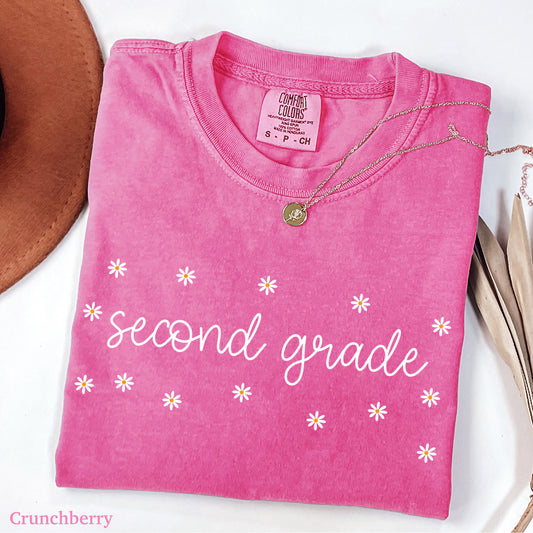Daisies Second Grade Teacher Shirt