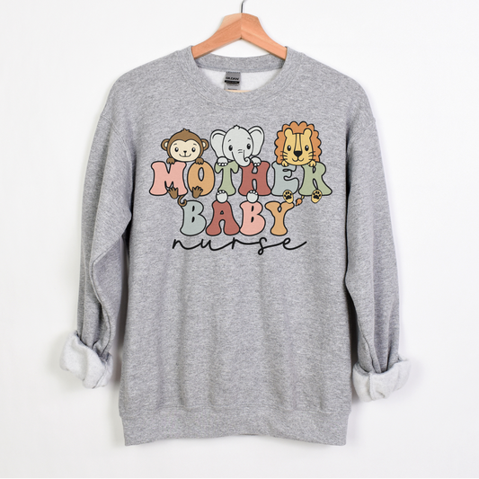 Safari Animals Mother Baby Nurse Sweatshirt