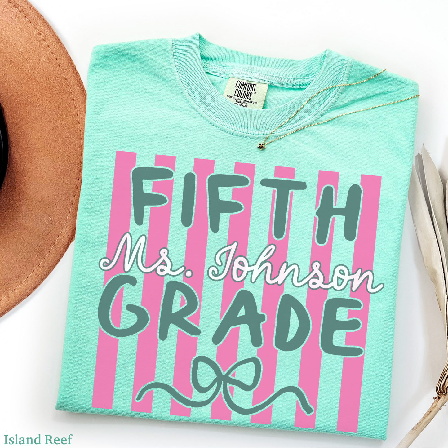 Custom Stripes Fifth Grade Teacher Shirt