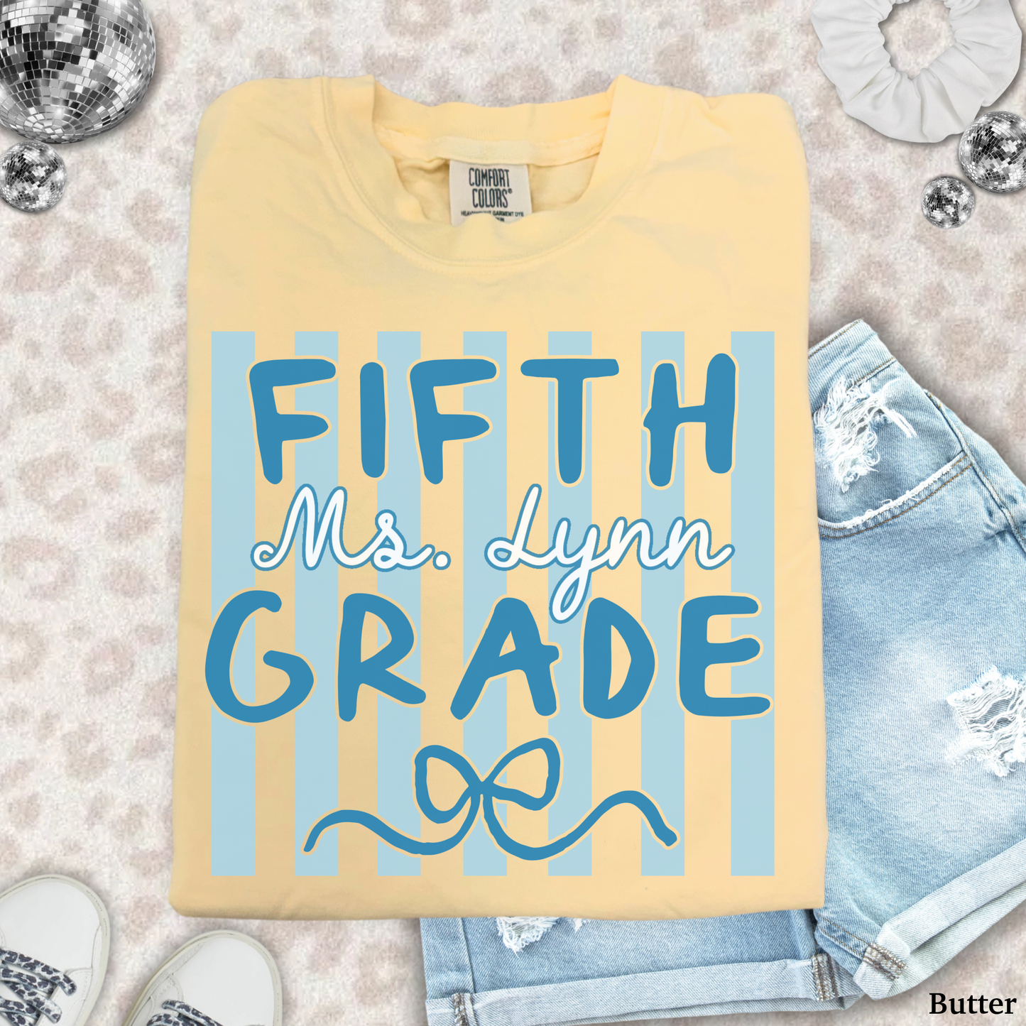 Custom Stripes Fifth Grade Teacher Shirt