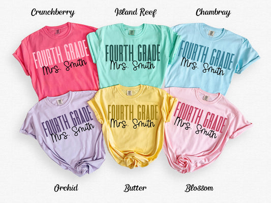 Teach in Color Fourth Grade Teacher Custom Shirt