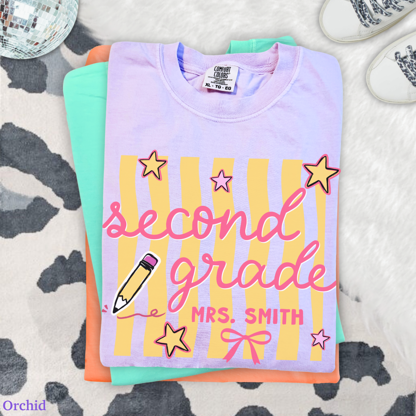 Wavy Stripes Custom Second Grade Teacher Shirt