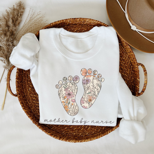 Floral Mother Baby Nurse Sweatshirt