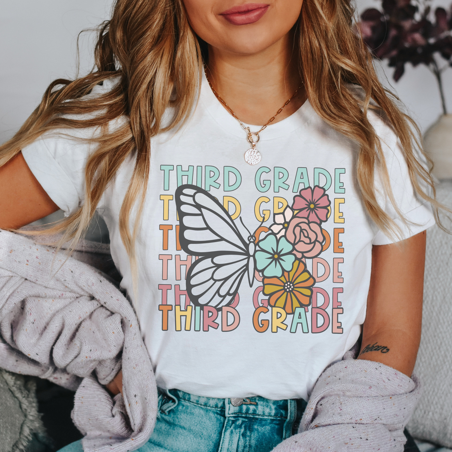 Butterfly Repeat Third Grade Shirt