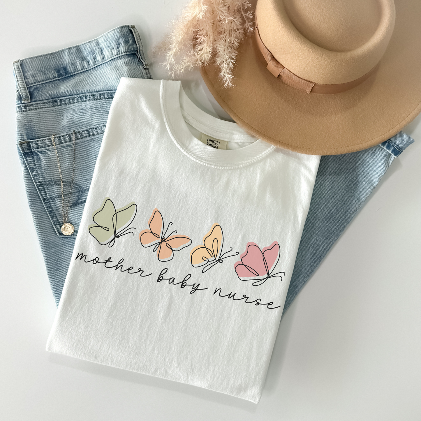 Comfort Colors® Butterflies Mother Baby Nurse Shirt