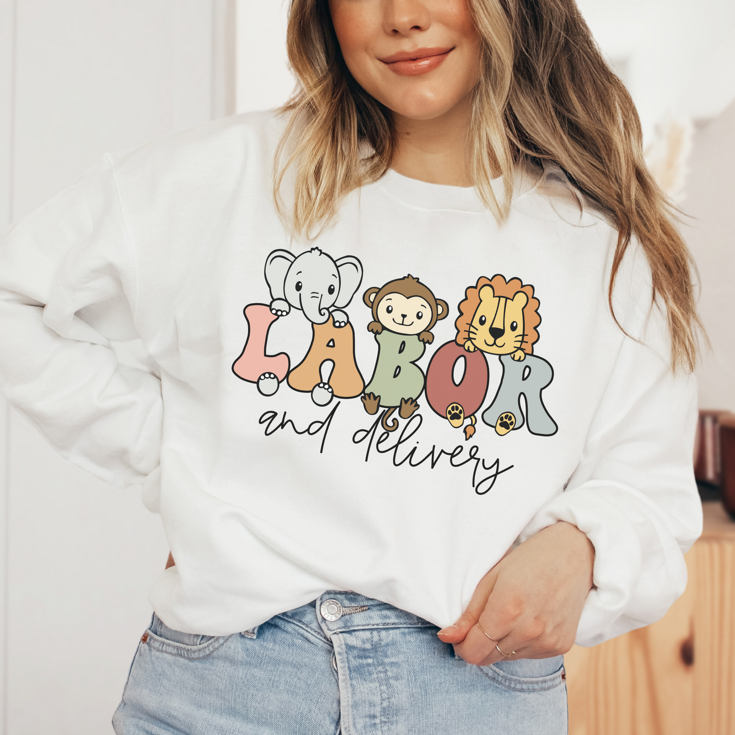 Safari Animals Labor and Delivery Sweatshirt