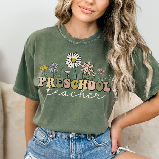 Comfort Colors® Wildflowers Preschool Teacher Shirt