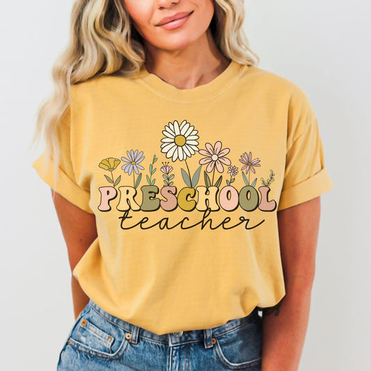 Comfort Colors® Wildflowers Preschool Teacher Shirt