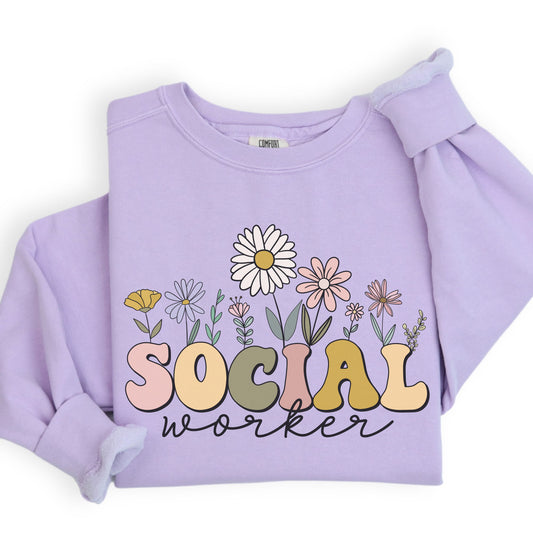 Comfort Colors® Wildflowers Social Worker Sweatshirt