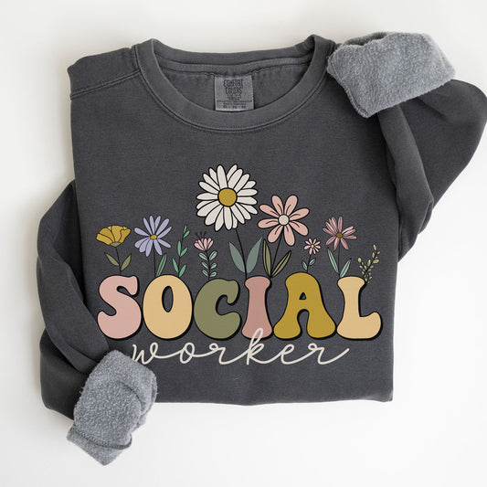 Comfort Colors® Wildflowers Social Worker Sweatshirt